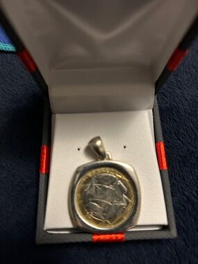 Two-Tone Italian Lira Coin Pendant - Silver & Gold Tones